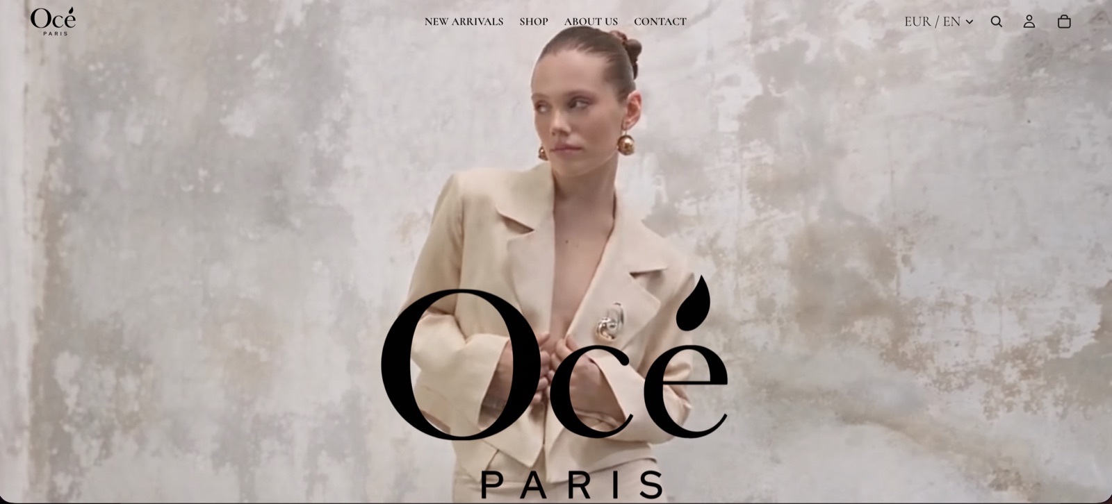 Océ Paris homepage screenshot, showing nav and hero